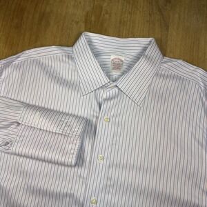 Brooks Brothers Madison Men's Dress Shirt 19 36 Pink/Blue Stripe French Cuff